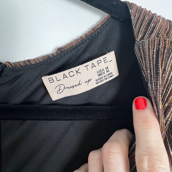 Black Tape Women's M Brown V-Neck Chiffon Leg Slit Surplice Tiered Maxi Dress - Picture 11 of 13